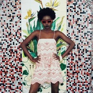 Zara red and cream printed dress